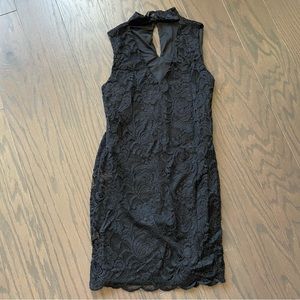Black Lace V Neck Lace Dress - Size Small